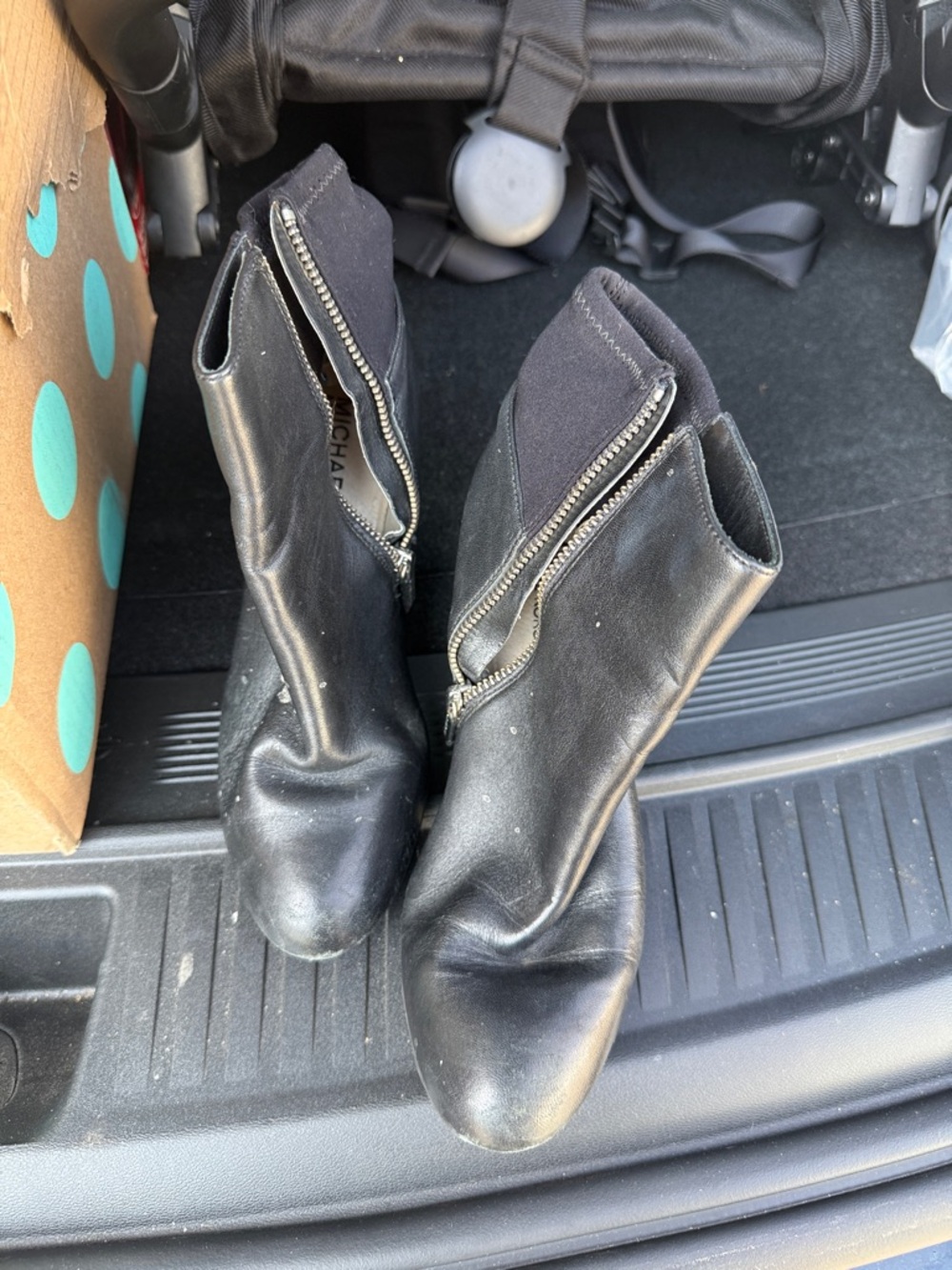 Michael Kors Black Leather Zip Ankle Booties